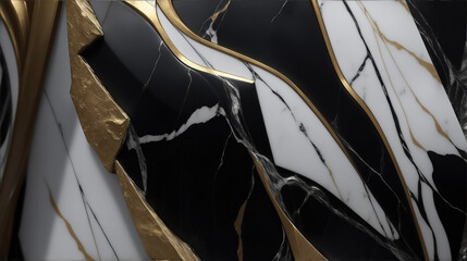 Gilded Elegance White Marble Close Up