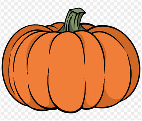 Pumpkin in hand drawing brush style, isolated on transparent PNG. Perfect for halloween party backgrounds. Vector