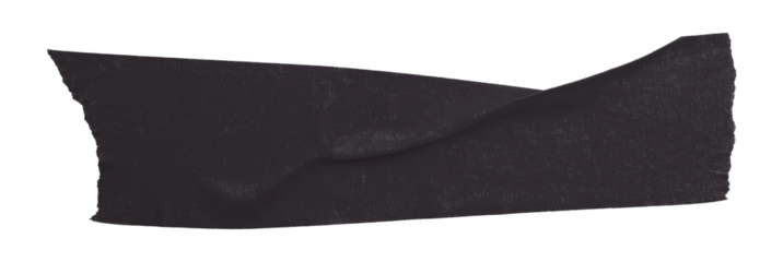 black crumpled torn tape isolated on transparent background