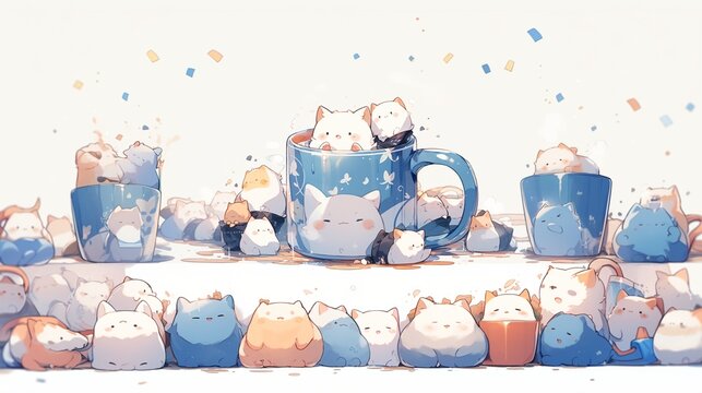 ［AI生成画像］かわいい猫とマグカップ1-4