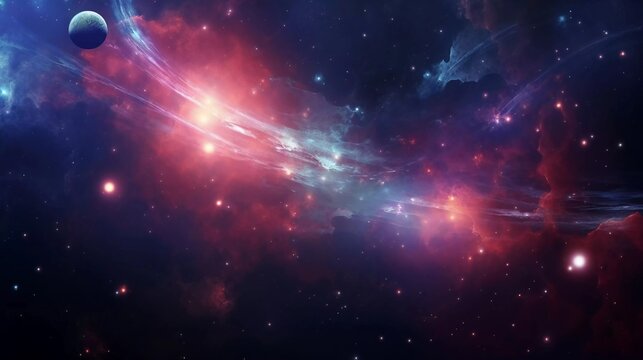 space background featuring planets with shiny stars