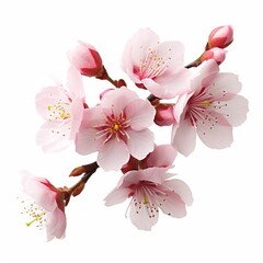 cherry blossom sakura isolated on white background cutout, Generative AI  - obrazy, fototapety, plakaty
