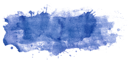 Blue watercolor background. Artistic hand paint. Isolated on transparent background.