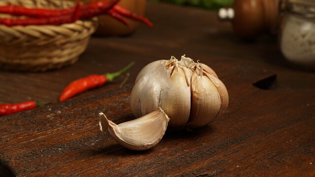 chili and garlic spices with a dark mood theme