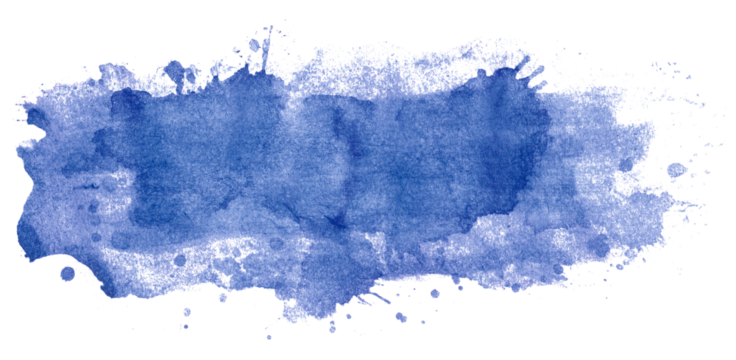 Blue watercolor background. Artistic hand paint. Isolated on transparent background.