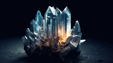 Beautiful quartz crystal minerals gemstones - obrazy, fototapety, plakaty
