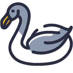 black and white swan doodle icon cartoon style