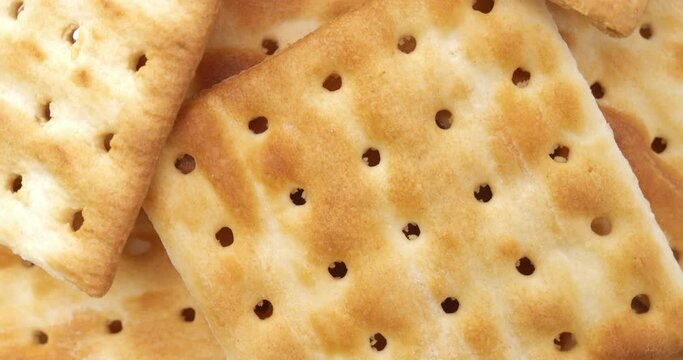 4K footage Close-up Rotating Loop top view the texture of biscuits, food concept.
