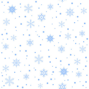 snow winter pattern. blue snow flakes seamless pattern. ice frost crystal background. frozen cold. good for backdrop, banner, greeting card, web, wallpaper.