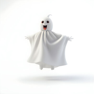 3D render cute ghost ai generated