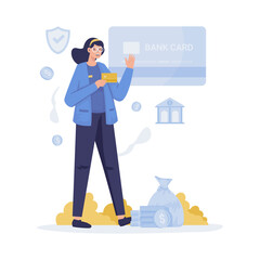 New bank card launches business financial vector illustration