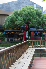 Wooden benches in the park