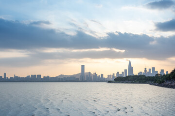 Fototapeta na wymiar Urban Scenery of Shenzhen Bay Coastal Line in Guangdong, China
