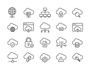 Cloud computing thin line icons. Editable stroke. For website marketing design, logo, app, template, ui, etc. Vector illustration.