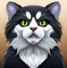 black and white cat, png