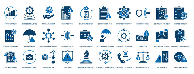 Business continuity icon vector illustration concept for creating a system of prevention and recovery with an icon of management, ongoing operation, risk, resilience and procedures - obrazy, fototapety, plakaty