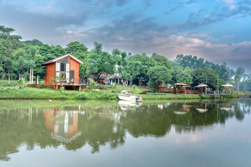 Fototapeta na wymiar Sen Viet Farm in Thuan Vinh village, Thuan Duc commune, Dong Hoi, Quang Binh province, Vietnam