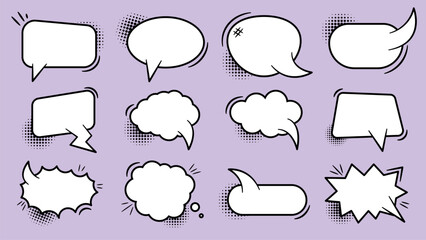 Obraz premium Set of Blank Comic Speech Bubble Collections Black and White Color