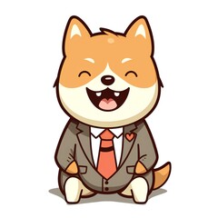 Obraz na płótnie Canvas Cute Shiba Inu Dog in suit business man Cartoon Illustration. Animal Business finance Concept . Flat Cartoon Style.