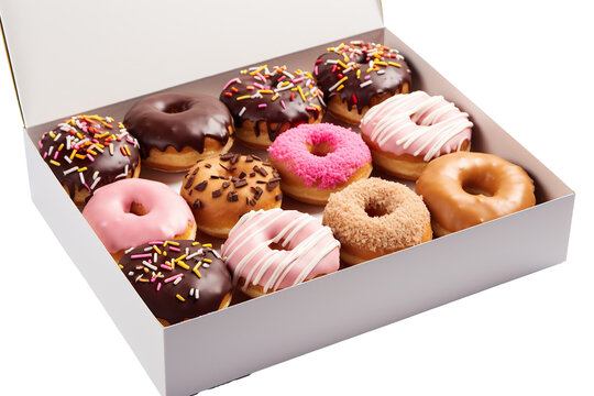 Box Of Donuts Isolated On A White Background PNG