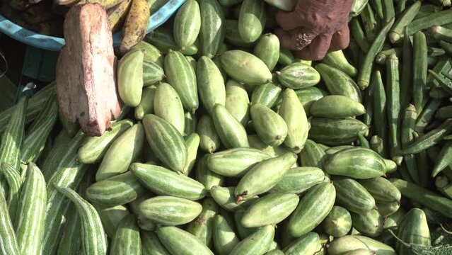 Variety of raw vegetable sale on market.