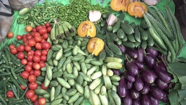 Variety of Rock vegetable sale on market.