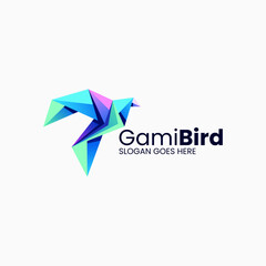 Vector Logo Illustration Origami Bird Gradient Colorful Style
