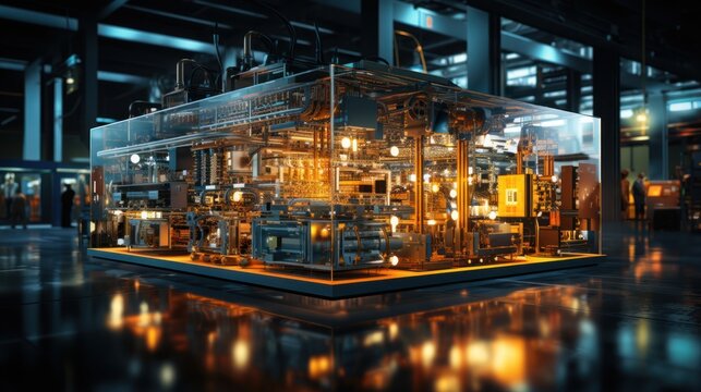 Industry 4.0 concept, smart factory with automation and data exchange in manufacturing technology.