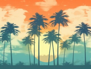 Palm trees at sunset