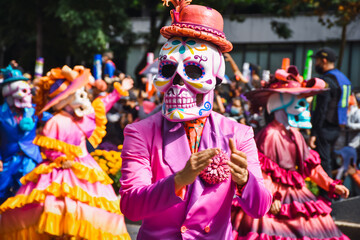 Day of the dead parade in Mexico city