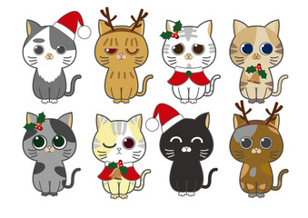 かわいい猫のクリスマスバージョンキャラクターステッカー集	