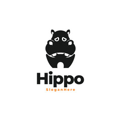 Hippo cute logo vector