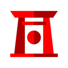 Red gate torii shrine with circle sun japaness style icon flat vector design