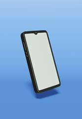 Smartphone 3d rendering in clear background for technology mockup, showcase, social content.