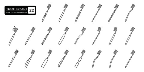 Assorted vector toothbrush shape icons