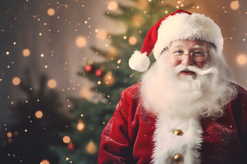 Santa Claus and Christmas tree background