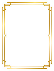 Art Deco decorative gold frame vintage frame line geometric wedding label card frame png transparent background	