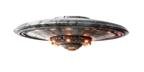 Zelfklevend Fotobehang UFO, transparent background, isolated image, generative AI  © Elmi