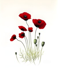 Obraz premium Red poppies on a white background