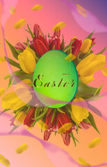 Obraz na płótnie Canvas Happy easter! Card or Internet banner on Easter. Also can be used as flyer with discounts, 3d illustration