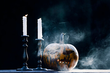 Halloween pumpkin in a spooky night