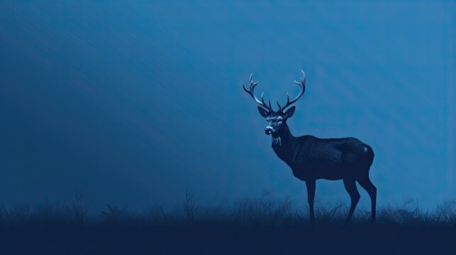  a painting of a deer standing in a field at night.  generative ai