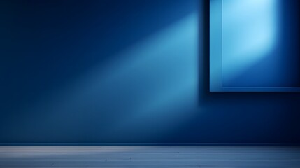 neavy blue background for product presentation Blue background for product presentation with empty podium, shadows and light. Mockup