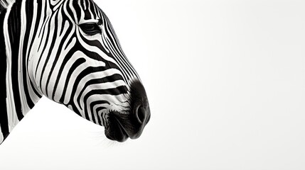  a close up of a zebra's head with a white background.  generative ai