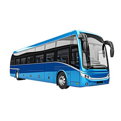 Blue bus on transparent background PNG