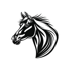 horse head silhouette vector on isolated white background