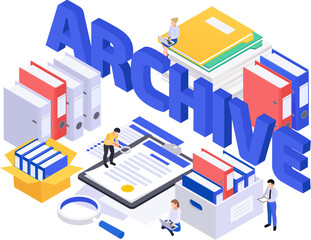 Archive Isometric Text Composition