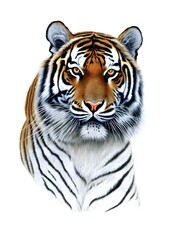 Tiger Portrait on White Background