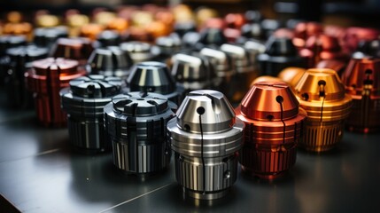 Various types and sizes of steel collet chucks cnc machining or automatic milling machines