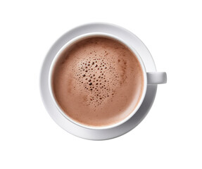 Cup of hot cocoa isolated on transparent background, top view